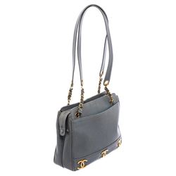 Chanel Vintage Blue Caviar Leather CC Tote Bag