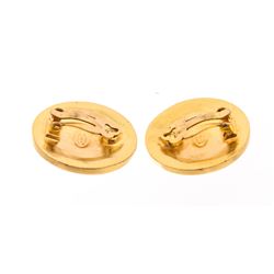 Chanel Gold CC Disc Clip-On Earrings