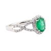 Image 2 : 1.26 ctw Emerald and Diamond Ring - 18KT White Gold