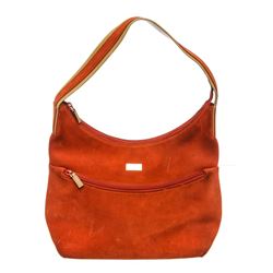 Gucci Orange Suede Leather Trim Shoulder Bag