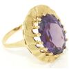 Image 7 : Vintage 14kt Yellow Gold Oval Synthetic Alexandrite Ring w/ Textured Halo