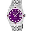 Image 2 : Rolex Mens Stainless Steel Diamond Lugs Purple Diamond & Ruby Datejust Wristwatc