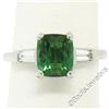 Image 1 : Vintage Platinum 2.03 ctw Green Tourmaline and Baguette Diamond Ring