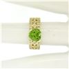 Image 7 : 14kt Yellow Gold 1.90 ctw Heart Peridot and Diamond Wide Band Ring