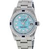 Rolex Womens Midsize 31mm Blue String Diamond & Sapphire Datejust Wristwatch