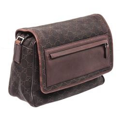 Gucci Dark Brown GG Canvas Leather Small Messenger Bag