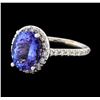 3.80 ctw Tanzanite and Diamond Ring - 14KT White Gold