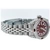 Image 4 : Rolex Ladies Stainless Steel 26MM Maroon Diamond Lugs Datejust Wristwatch