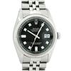 Rolex Mens Stainless Black Diamond 36MM Datejust Wristwatch