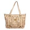 Image 2 : MCM Cream Visetos Coated Canvas Leather Medium Satchel Tote Bag
