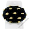 Vintage 18kt Yellow Gold Black Enamel Raised Dot Wide Domed Cocktail Ring