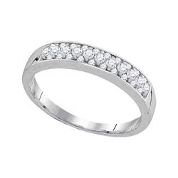 1/4 CTW Round Pave-set Diamond Single Row Wedding Ring 10kt White Gold - REF-24A3N