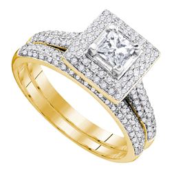 1 CTW Princess Diamond Bridal Wedding Engagement Ring 14kt Yellow Gold - REF-93W5F
