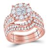 Image 1 : 2 & 1/2 CTW Princess Round Diamond Bridal Wedding Engagement Ring 14kt Rose Gold - REF-215R9H