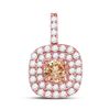 Image 1 : 1 CTW Round Brown Diamond Halo Solitaire Pendant 14kt Rose Gold - REF-71X9T