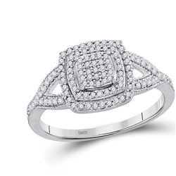 1/3 CTW Round Diamond Square Cluster Bridal Wedding Engagement Ring 10kt White Gold - REF-24W3F
