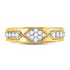 Image 2 : 1/2 CTW Mens Round Diamond Milgrain Wedding Ring 14kt Yellow Gold - REF-54N3Y
