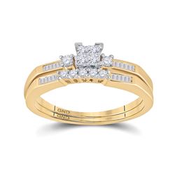 1/3 CTW Princess Diamond Bridal Wedding Engagement Ring 10kt Yellow Gold - REF-21K5R
