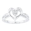 Image 1 : 1/20 CTW Round Diamond Solitaire Heart Ring 10kt White Gold - REF-13K2R