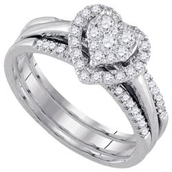1/2 CTW Round Diamond Heart Bridal Wedding Engagement Ring 10kt White Gold - REF-47N9Y