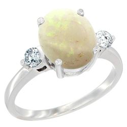 1.61 CTW Opal & Diamond Ring 10K White Gold - REF-61X6M