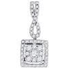 Image 1 : 1/2 CTW Round Diamond Square Cluster Pendant 10kt White Gold - REF-32X3T