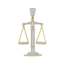 1 CTW Mens Round Diamond Scales of Justice Charm Pendant 10kt Yellow Gold - REF-57F3M