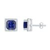 Image 1 : 2 CTW Princess Lab-Created Blue Sapphire Stud Earrings 10kt White Gold - REF-10X8T