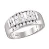 Image 1 : 1 CTW Mens Round Channel-set Diamond Raised Wedding Ring 10kt White Gold - REF-65N9Y