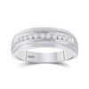 Image 1 : 1/4 CTW Mens Round Diamond Wedding Single Row Ring 10kt White Gold - REF-30A3N