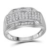 Image 1 : 1/3 CTW Mens Round Pave-set Diamond Rectangle Cluster Ring 10kt White Gold - REF-30H3W