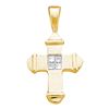 Image 1 : 1/20 CTW Princess Diamond Cross Pendant 10kt Yellow Gold - REF-4Y8X