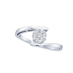1/4 CTW Round Diamond Cluster Ring 14kt White Gold - REF-27K5R