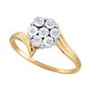 Image 1 : 1/20 CTW Round Diamond Miracle Flower Cluster Ring 10kt Yellow Gold - REF-9Y6X