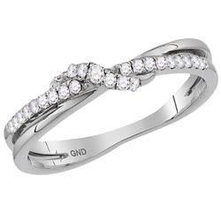 1/6 CTW Round Diamond Crossover Stackable Ring 14kt White Gold - REF-21K5R