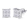 Image 1 : 1 CTW Princess Diamond Square Cluster Stud Earrings 14kt White Gold - REF-86R9H