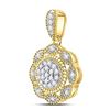 Image 2 : 1/10 CTW Round Diamond Milgrain Rope Cluster Pendant 10kt Yellow Gold - REF-8H4W