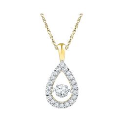 3/8 CTW Round Diamond Moving Twinkle Solitaire Teardrop Pendant 10kt Yellow Gold - REF-41W9F