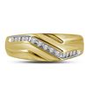 Image 2 : 1/8 CTW Mens Round Diamond Diagonal Single Row Wedding Ring 10kt Yellow Gold - REF-20K3R