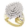 Image 1 : 2 CTW Round Prong-set Diamond Large Oval Cluster Ring 10kt Yellow Gold - REF-83K9R