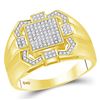 Image 1 : 1/3 CTW Mens Round Diamond Square Cluster Ring 10kt Yellow Gold - REF-47X9T