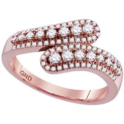 1/2 CTW Round Diamond Bypass Ring 10kt Rose Gold - REF-35R9H