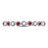 Image 2 : 1/6 CTW Round Ruby Diamond Beaded Dot Stackable Ring 10kt White Gold - REF-13T2K