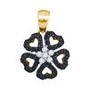 Image 1 : 1/3 CTW Round Black Color Enhanced Diamond Heart Circle Pendant 10kt Yellow Gold - REF-14R4H