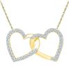 Image 1 : 1/6 CTW Round Diamond Double Linked Heart Pendant 10kt Yellow Gold - REF-10W8F