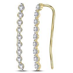 1/20 CTW Round Diamond Climber Earrings 10kt Yellow Gold - REF-4F8M