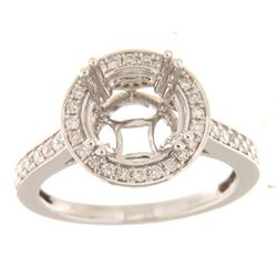 0.63 CTW Diamond Semi Mount Ring 14K White Gold - REF-70H7M