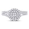 Image 2 : 1/2 CTW Round Diamond Cluster Bridal Wedding Engagement Ring 14kt White Gold - REF-54N3Y