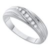 Image 1 : 1/6 CTW Mens Round Diamond Wedding Ring 10kt White Gold - REF-19T2K