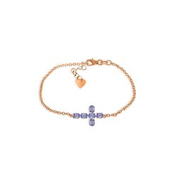 Genuine 1.70 ctw Tanzanite Bracelet 14KT Rose Gold - REF-70R6P